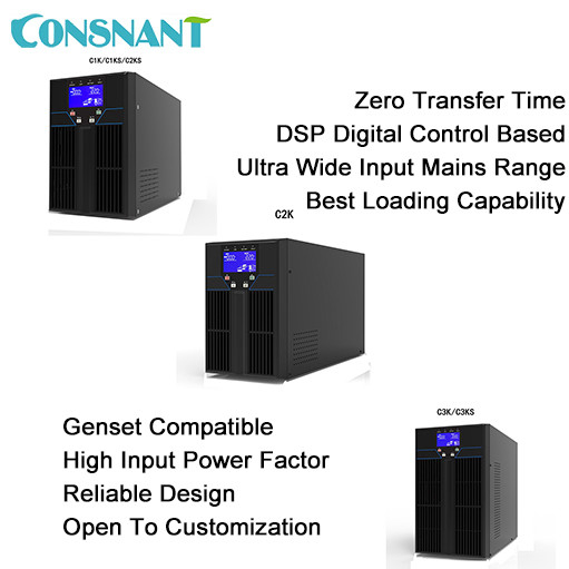 Online 70HZ High Frequency UPS System Zero Transfer Double Conversion PFC
